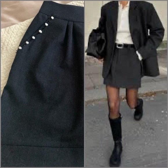 NWT Blumarine Wool Charcoal Gray Mini - Picture 1 of 10